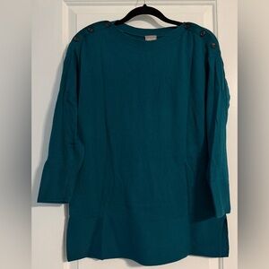 Chico's Button-Detail Boat-Neck Tunic - Antique Teal